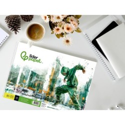 Bloc dibujo liderpapel artistico urban espiral 230x325mm 20 hojas 130g/m2 sin recuadro perforado