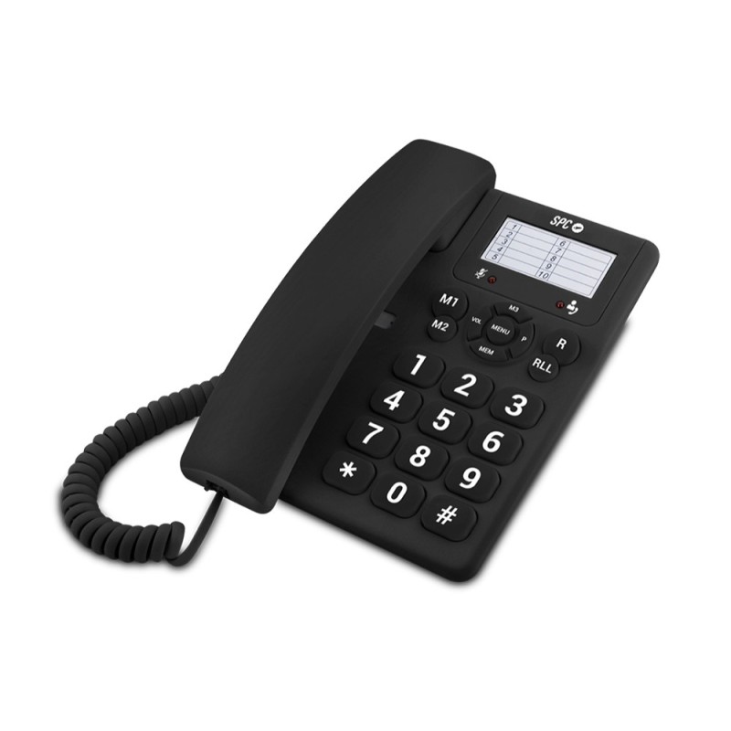 Telefono spc sobremesa teclas grandes con rellamada 3 niveles volumen opcion mute 3 memorias directas color negro Telefono spc sobremesa teclas grandes con rellamada 3 niveles volumen opcion mute 3 memorias directas color negro