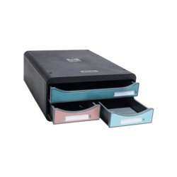Fichero cajones de sobremesa exacompta skandi din a4 polipropileno reciclado 3 cajones colores surtidos