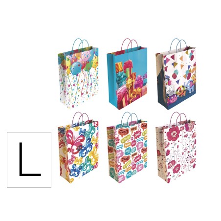 Bolsa para regalo basika papel estucado 160 gr todo año con asa retorcida tamaño l 3214x40 cm