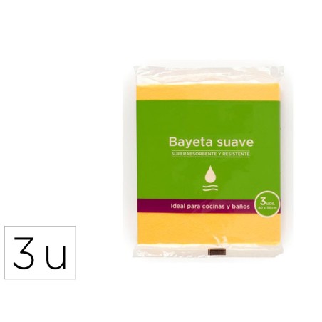 Bayeta microfibra suave amarilla para cocinas y baños 40x36 cm pack de 3 unidades