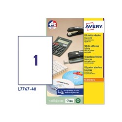 Etiqueta adhesiva avery blanca brillante laser 210x297 mm caja de 40 unidades