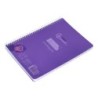 Cuaderno espiral liderpapel din a5 pautaguia tapa plastico 80h 90gr cuadro pautado 4 mm con margen color lila