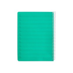 Cuaderno espiral liderpapel din a5 pautaguia tapa plastico 80h 90gr cuadro pautado 4mm con margen color verde