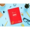 Cuaderno espiral liderpapel din a5 pautaguia tapa plastico 80h 90gr cuadro pautado 4mm con margen color rojo