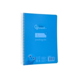Cuaderno espiral liderpapel din a5 pautaguia tapa plastico 80h 90gr cuadro pautado 4mm con margen color azul