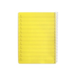 Cuaderno espiral liderpapel din a5 pautaguia tapa plastico 80h 90gr cuadro pautado 4mm con margen color amarillo