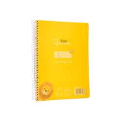 Cuaderno espiral liderpapel din a5 pautaguia tapa plastico 80h 90gr cuadro pautado 4mm con margen color amarillo