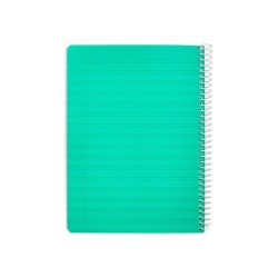 Cuaderno espiral liderpapel din a5 pautaguia tapa plastico 80h 90gr cuadro pautado 3 mm con margen color verde