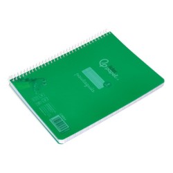 Cuaderno espiral liderpapel din a5 pautaguia tapa plastico 80h 90gr cuadro pautado 3 mm con margen color verde