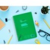 Cuaderno espiral liderpapel din a5 pautaguia tapa plastico 80h 90gr cuadro pautado 3 mm con margen color verde