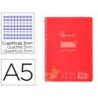 Cuaderno espiral liderpapel din a5 pautaguia tapa plastico 80h 90gr cuadro pautado 3 mm con margen color rojo