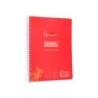 Cuaderno espiral liderpapel din a5 pautaguia tapa plastico 80h 90gr cuadro pautado 3 mm con margen color rojo