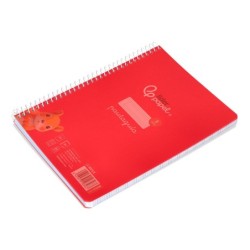 Cuaderno espiral liderpapel din a5 pautaguia tapa plastico 80h 90gr cuadro pautado 3 mm con margen color rojo