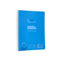 Cuaderno espiral liderpapel din a5 pautaguia tapa plastico 80h 90gr cuadro pautado 3 mm con margen color azul