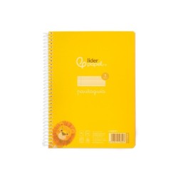 Cuaderno espiral liderpapel din a5 pautaguia tapa plastico 80h 90gr cuadro pautado 3 mm con margen color amarillo