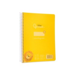 Cuaderno espiral liderpapel din a5 pautaguia tapa plastico 80h 90gr cuadro pautado 3 mm con margen color amarillo