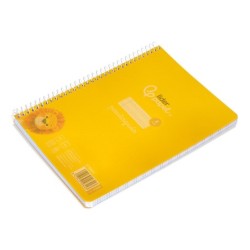 Cuaderno espiral liderpapel din a5 pautaguia tapa plastico 80h 90gr cuadro pautado 3 mm con margen color amarillo