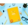 Cuaderno espiral liderpapel din a5 pautaguia tapa plastico 80h 90gr cuadro pautado 3 mm con margen color amarillo
