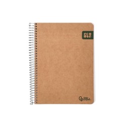 Cuaderno espiral liderpapel din a5 ecouse tapa cartulina kraft contracolada 120h papel 100% reciclado 80 gr liso