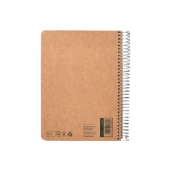 Cuaderno espiral liderpapel din a5 ecouse tapa cartulina kraft contracolada 120h papel 100% reciclado 80 gr liso