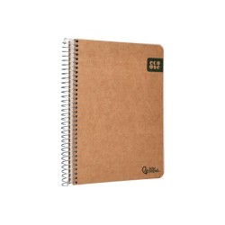 Cuaderno espiral liderpapel din a5 ecouse tapa cartulina kraft contracolada 120h papel 100% reciclado 80 gr liso