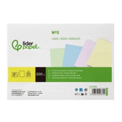 Tarjeta liderpapel para estudiar lisa cartulina de colores 170 gr/m2 160x220mm paquete de 200 unidades