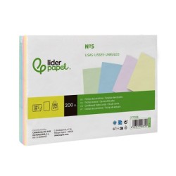Tarjeta liderpapel para estudiar lisa cartulina de colores 170 gr/m2 160x220mm paquete de 200 unidades