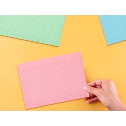 Tarjeta liderpapel para estudiar rayada cartulina de colores 170 gr/m2 160x220mm paquete de 200 unidades