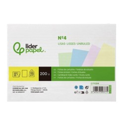 Tarjeta liderpapel para estudiar lisa cartulina de colores 170 gr/m2 125x200mm paquete de 200 unidades