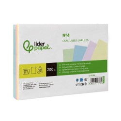 Tarjeta liderpapel para estudiar lisa cartulina de colores 170 gr/m2 125x200mm paquete de 200 unidades