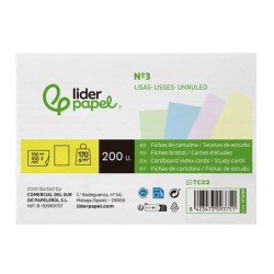 Tarjeta liderpapel para estudiar lisa cartulina de colores 170 gr/m2 100x150mm paquete de 200 unidades