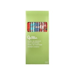 Papel de regalo liderpapel navidad rollo ancho 70 cm longitud 2 mt gramaje 60 gr diseños surtidos c-2024