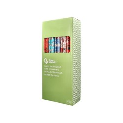 Papel de regalo liderpapel navidad rollo ancho 70 cm longitud 2 mt gramaje 60 gr diseños surtidos c-2024