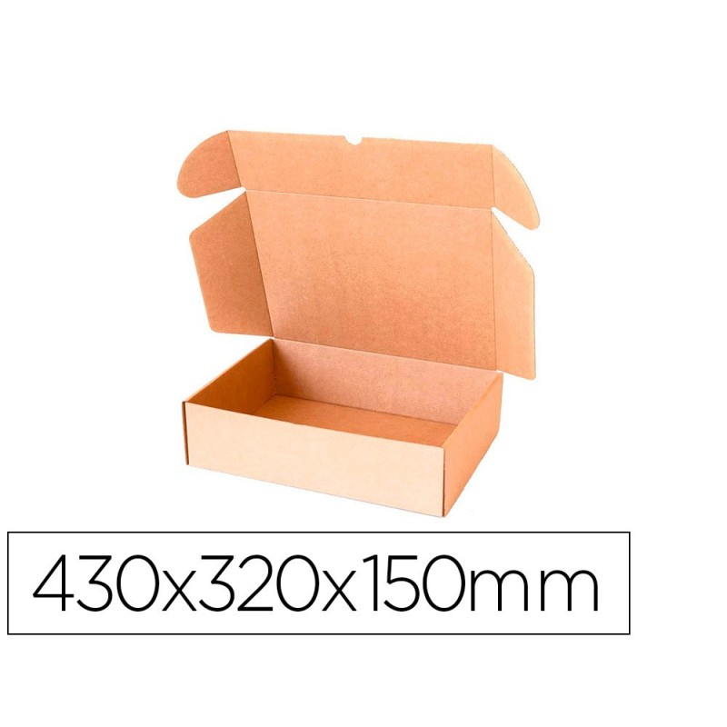 Caja automontable q-connect para e-commerce y regalo carton reciclado canal simple 3 mm kraft 430x320x150 mm Caja automontable q-connect para e-commerce y regalo carton reciclado canal simple 3 mm kraft 430x320x150 mm