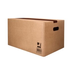Caja para embalar q-connect americana con fondo automaticoy asas carton canal simple 5 mm color kraft 500x400x300 mm