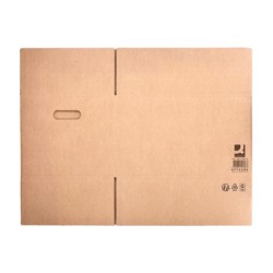 Caja para embalar q-connect americana con fondo automaticoy asas carton canal simple 5 mm color kraft 425x300x200 mm
