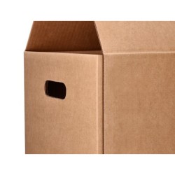 Caja para embalar q-connect americana con fondo automaticoy asas carton canal simple 5 mm color kraft 425x300x200 mm