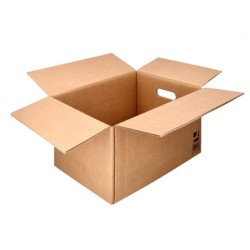 Caja para embalar q-connect americana con fondo automaticoy asas carton canal simple 5 mm color kraft 425x300x200 mm