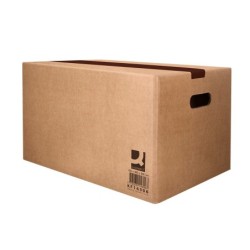 Caja para embalar q-connect americana con fondo automaticoy asas carton canal simple 5 mm color kraft 425x300x200 mm