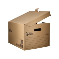 Cajon contenedor liderpapel carton manual para 3 cajas archivo def. folio / 3 archivadores a-z 387x333x260mm