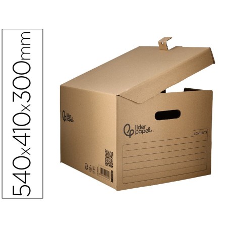 Cajon contenedor liderpapel carton manual para 5 cajas archivo def. folio / 6 archivadores a-z 540x410x300mm