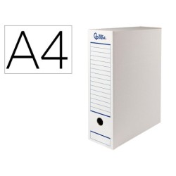 Caja archivo definitivo automatica liderpapel din a4 carton reciclado 325g/m2 lomo 100 mm blanco 360x100x255mm