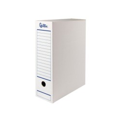 Caja archivo definitivo automatica liderpapel din a4 carton reciclado 325g/m2 lomo 100 mm blanco 360x100x255mm