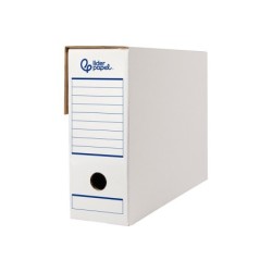 Caja archivo definitivo automatica liderpapel din a4 carton reciclado 325g/m2 lomo 100 mm blanco 360x100x255mm