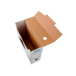 Caja archivo definitivo automatica liderpapel din a4 carton reciclado 325g/m2 lomo 100 mm blanco 360x100x255mm
