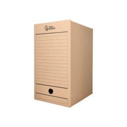 Caja archivo definitivo liderpapel folio doble ancho carton reciclado 400g/m2 lomo 200 mm kraft 367x200x251 mm