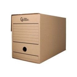 Caja archivo definitivo liderpapel folio doble ancho carton reciclado 400g/m2 lomo 200 mm kraft 367x200x251 mm