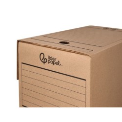 Caja archivo definitivo liderpapel folio doble ancho carton reciclado 400g/m2 lomo 200 mm kraft 367x200x251 mm