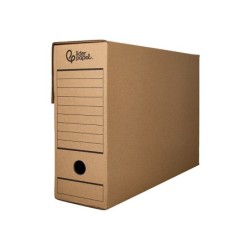 Caja archivo definitivo liderpapel folio prolongado carton reciclado 325g/m2 lomo 116 mm kraft 388x116x275 mm